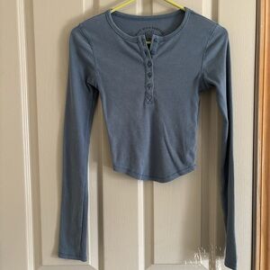 BDG Blue Long Sleeve crop Top